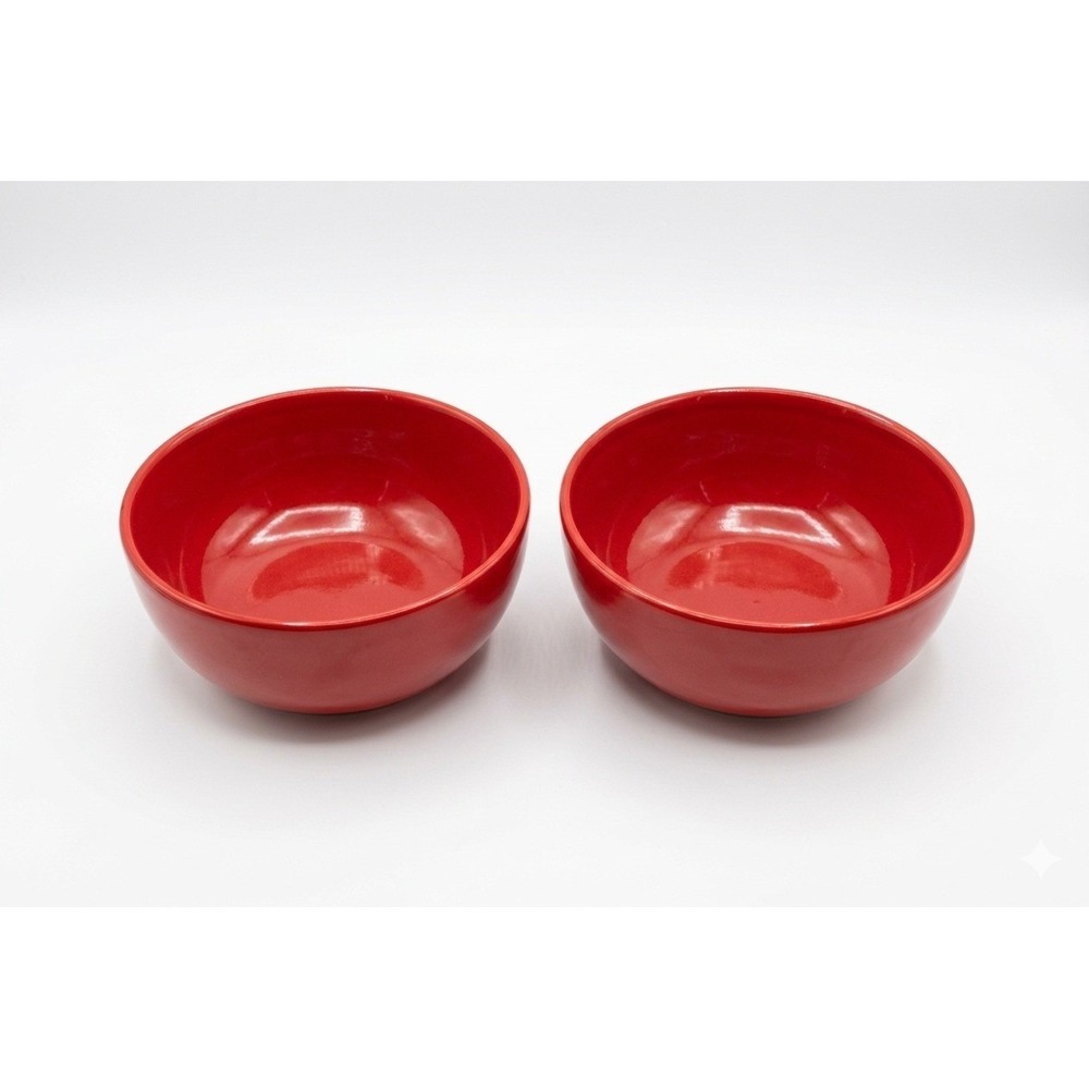 Waechtersbach Germany Fun Factory Cherry Red 5 inch All Purpose Bowls‎ Set of 2